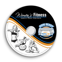 WOMENS FITNESS CLIPART-VECTOR CLIP ART-VINYL CUTTER PLOTTER+T-SHIRT GRAPHICS CD