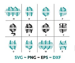 Fancy Split letters SVG bundle, Fancy alphabets files, SVG files for cricut