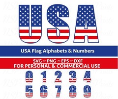 USA FLAG FONT Svg, Usa Flag Alphabets and numbers svg, Patriotic Svg, American