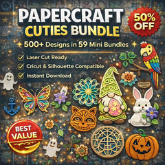 Papercraft SVG Bundle, 500+ Designs Laser Cut Files, Digital Download