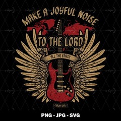 Christian Bible Verse Quotes PNG SVG Printable Clipart Joyful Noise Guitar Psalm