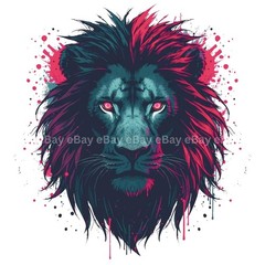 Lion Head Digital Art Bundle (10 Designs) | Fierce Cyberpunk Lion Clip Art