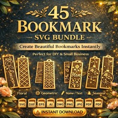 45 Laser Cut Bookmarks SVG Bundle, Commercial Use, Digital Download