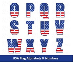 USA FLAG FONT Svg, Usa Flag Alphabets and numbers svg, Patriotic Svg, American