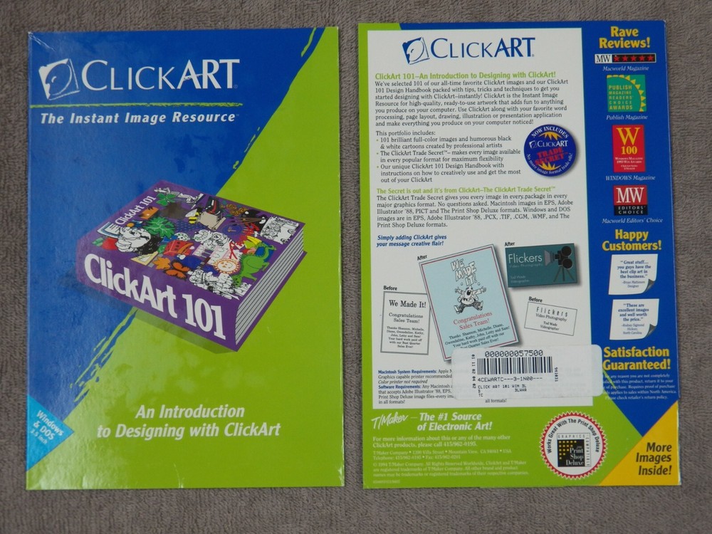 T/Maker ClickART 101 Clip Art on Original 3.5-inch Floppy Disk