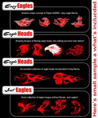 EAGLE FLAMES CLIPART -VINYL CUTTER PLOTTER CLIP ART IMAGES-VECTOR CD