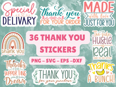 36 Thank You Stickers SVG Bundle Small Business Packaging Decals PNG Cricut