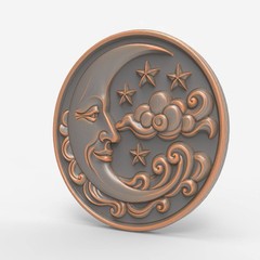 Crescent Moon Medallion Stars Wood Carving – Wood Carving Design – 3D STL CNC