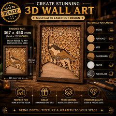 3D Multilayer Wolf Mandala Laser Cut File, Digital Download