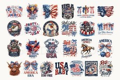 Patriotic 4th of July PNG Clipart Bundle, Digital Download