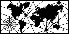 World Map Compass – DXF SVG DWG PDF CNC Plasma Laser Wood Router – Ready to cut