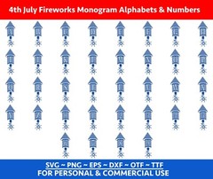 Fireworks FONT Svg, Usa Flag Alphabets and numbers svg, Patriotic Svg, 4th july