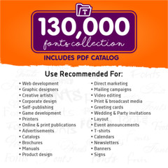 130,000 FONTS COLLECTION (Includes PDF catalog)