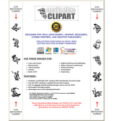 SKATEBOARDING SKATEBOARD CLIPART IMAGES -VECTOR CLIP ART-VINYL CUTTER PLOTTER CD