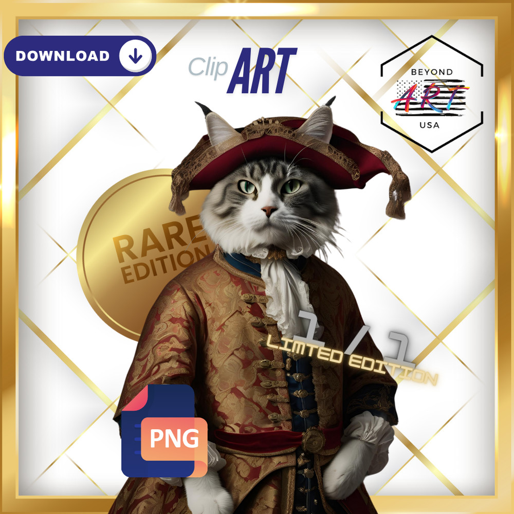 Rare (1 of 1 Limited Edition) – Royalty Cat from the 1700s in – Clip Art #1