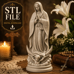 Our Lady Guadalupe Sculpture Printable Design Sculpture STL CNC File – 3D