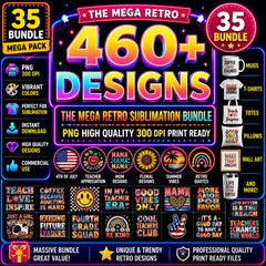 Mega Retro Sublimation Bundle, Commercial Use, Digital Download