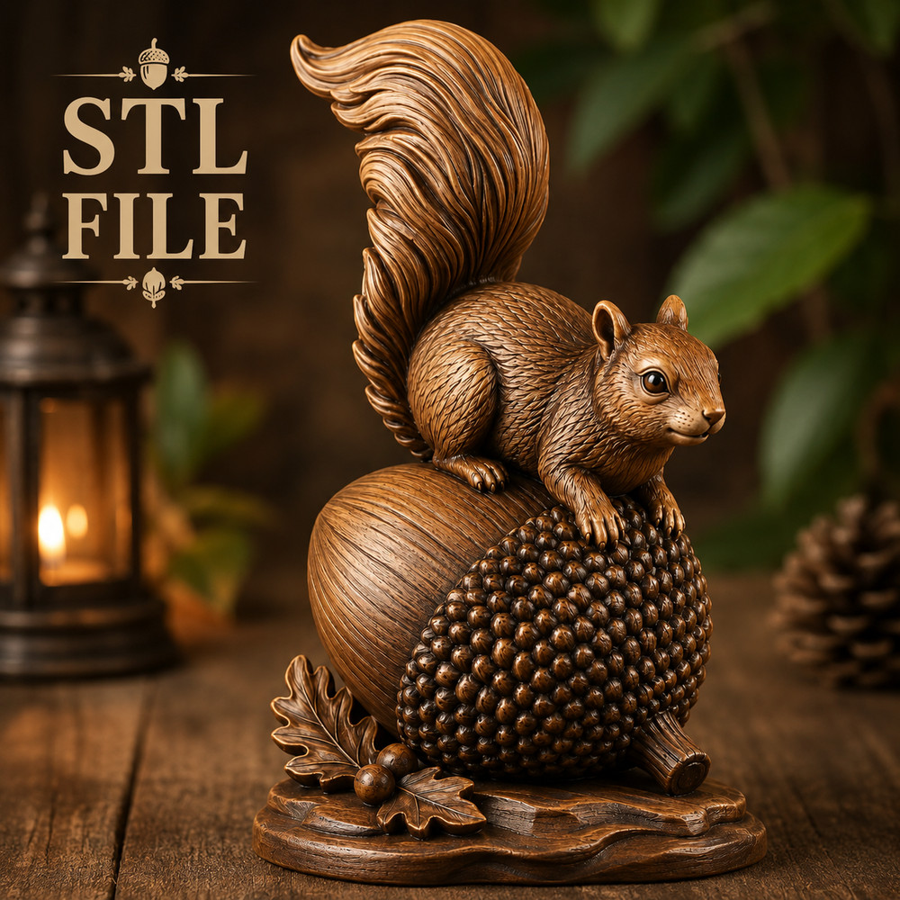 Digital Squirrel Acorn – Printers STL – 3D Model for CNC and 3D Printer