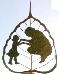 Girl playing mom leaf – DXF SVG DWG CNC Plasma Laser Wood Router- Ready to Cut