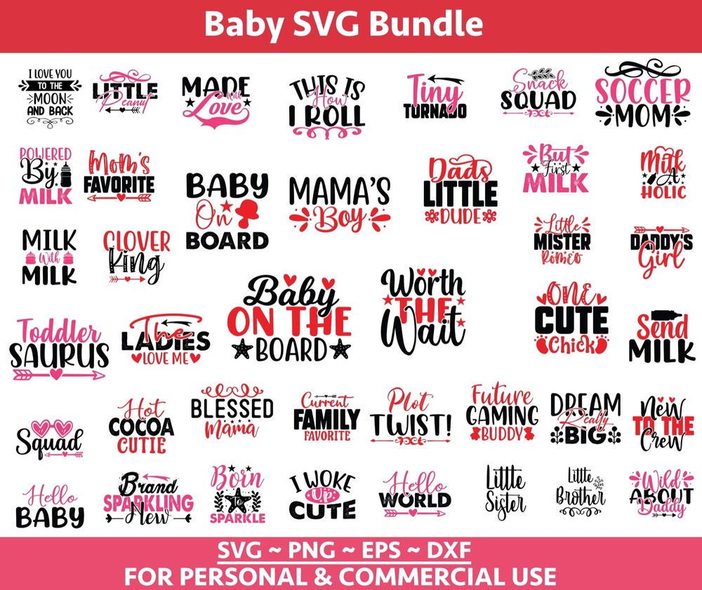 Baby SVG Bundle, Baby Shower SVG, Newborn SVG Bundle, Baby Quote Bundle, Cutie
