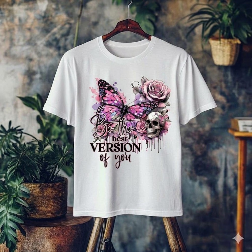 Butterfly Skull PNG T-Shirt Design Sublimation Graphic Digital Download