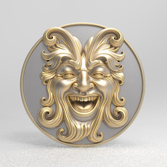 Smiling Face Carved Medallion – Wood Carving Design – 3D STL CNC File