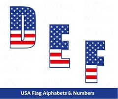 USA FLAG FONT Svg, Usa Flag Alphabets and numbers svg, Patriotic Svg, American