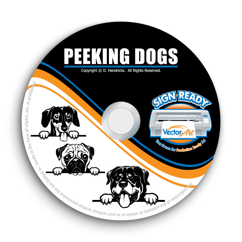 PEEKING DOGS CLIPART-VECTOR CLIP ART-VINYL CUTTER PLOTTER IMAGES-EPS GRAPHICS CD