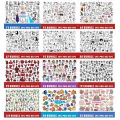 Cartoon Characters Mega Svg Png Bundle, Collecion Chacters Mouse Friends Png