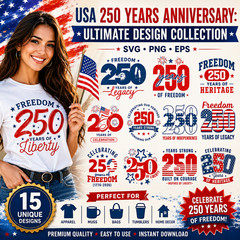 USA 250th Anniversary SVG Bundle Patriotic Cricut Designs, Digital Download