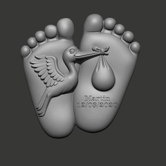 Personalized Baby Feet Stork 3D Art File – STL for CNC Router & 3D Printing