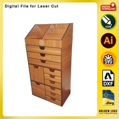 Organizer & Makeup Box MB004 DXF SVG CDR file Vector for Laser Cutting Machine