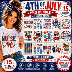 4th of July Patriotic PNG Bundle Sublimation Designs Digital Download