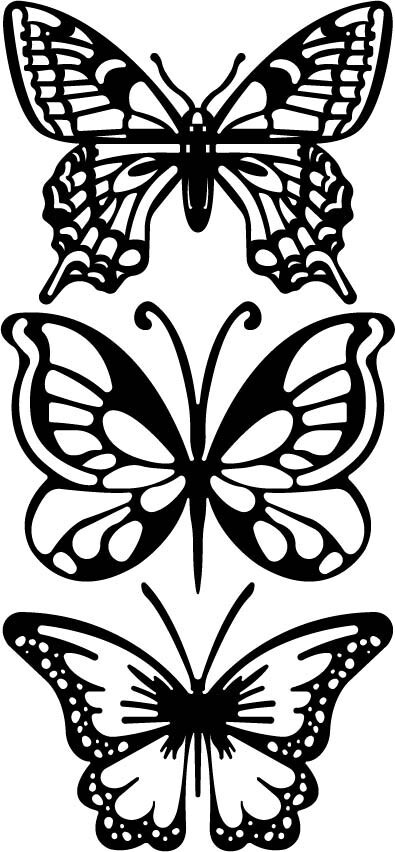 3 butterflies silhouette – DXF SVG DWG PDF CNC Plasma Laser Wood