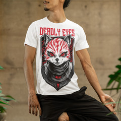 Deadly Eyes Cat T-Shirt Vector Design Premium Editable Artwork + Fonts Included