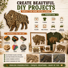 3D Layered Bison Mandala SVG Laser Cut File, Digital Download