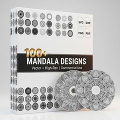 PACK +100 Mandala DXF SVG Ai | Laser Cut & CNC Designs Bundle On USB | CD