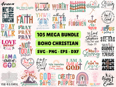105 Boho Christian SVG Bundle Bible Verse PNG Botanical Faith Scripture Cricut