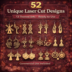 52 Geeky Earring SVG Bundle, Laser Cut Files Cricut Glowforge, Digital Download