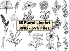 85 Floral Line Art SVG Bundle Wildflower Minimalist Botanical Cricut Cut Files