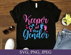 SVG, PNG, “Keeper of the Gender, Pregnancy Announcement” For Cricut Design Space