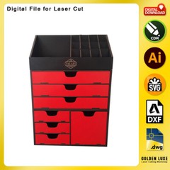 Organizer & Makeup Box MB004 DXF SVG CDR file Vector for Laser Cutting Machine