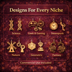 52 Geeky Earring SVG Bundle, Laser Cut Files Cricut Glowforge, Digital Download