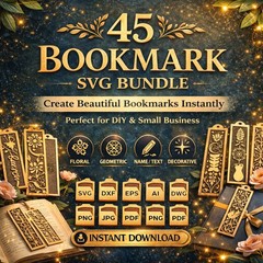45 Laser Cut Bookmarks SVG Bundle, Commercial Use, Digital Download