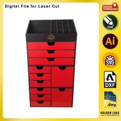 Organizer & Makeup Box MB004 DXF SVG CDR file Vector for Laser Cutting Machine