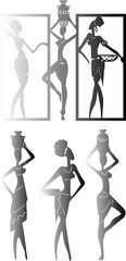 3 village girl Wall Art – DXF SVG DWG PDF CNC Plasma Laser Wood Router