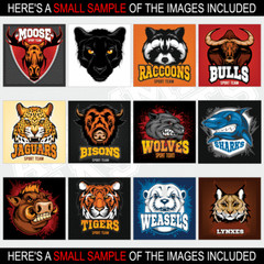 ANIMAL SPORTS MASCOT CLIPART-VECTOR CLIP ART IMAGES +T-SHIRT DESIGN TEMPLATES CD