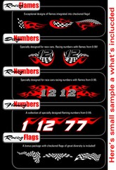 RACING FLAMES CLIPART-VINYL CUTTER PLOTTER IMAGES-EPS VECTOR CLIP ART CD