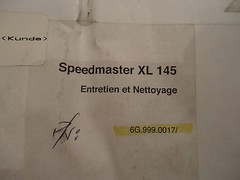 HEIDELBERG,MAINTENANCE & CLEAN SPEEDMASTER XL 145, PART#6G.999.0017/ NEW