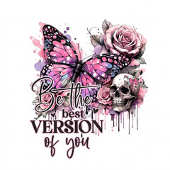 Butterfly Skull PNG T-Shirt Design Sublimation Graphic Digital Download